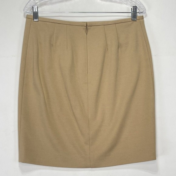 Calvin Klein Beige Skit Sz 10P Gold Zipper Accent Stretch Straight Pencil Skirt - Picture 2 of 12